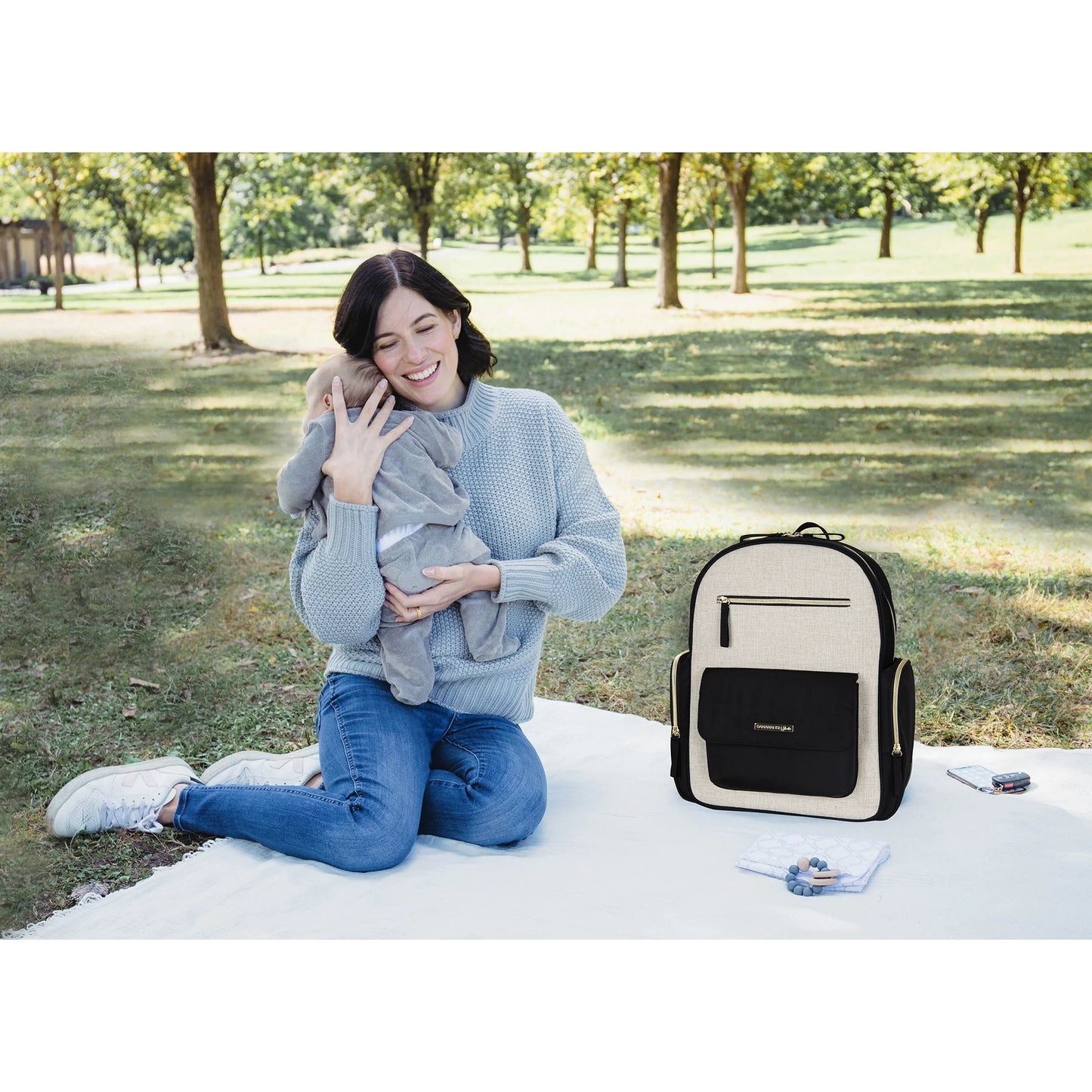 Linen Back Pack Diaper Bag, Infant/Toddler